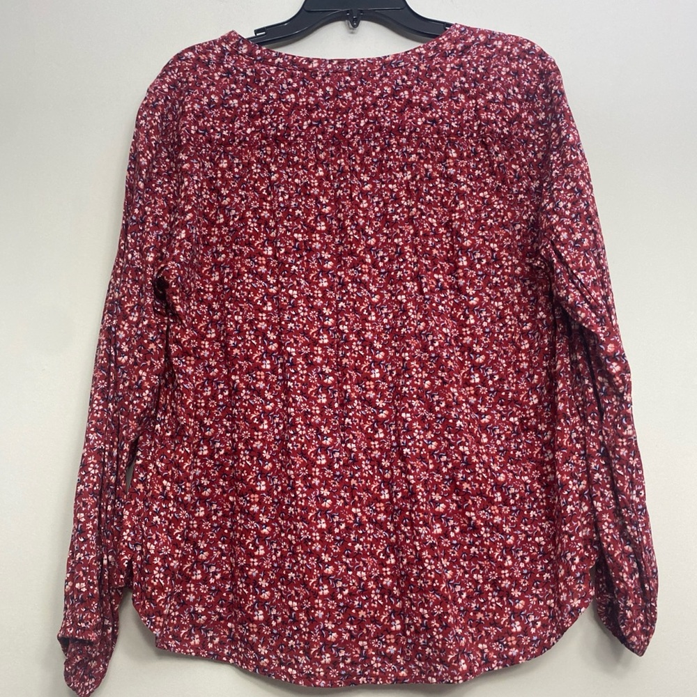 Old Navy Red Ditsy Floral Oversized Button-Front Poet Blouse Womens Medium - Picture 3 of 6
